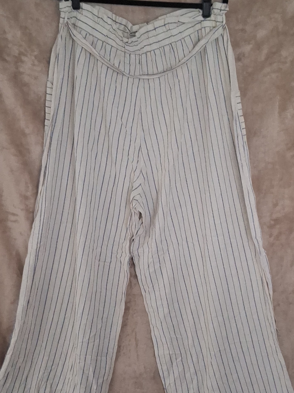 Monteau Cream and Blue Striped Pants